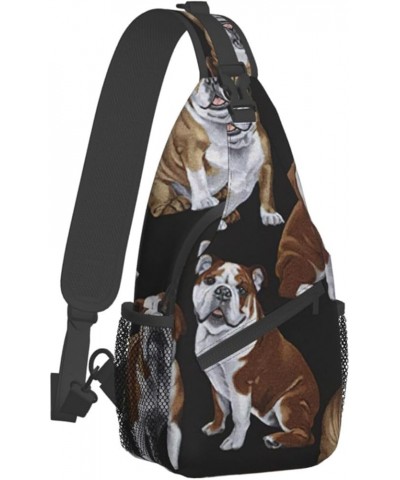 Durable Adjustable Outdoor Hiking dog Print Cross Chest Bag Diagonally Single Shoulder Backpack English Bulldogs2 One Size $1...