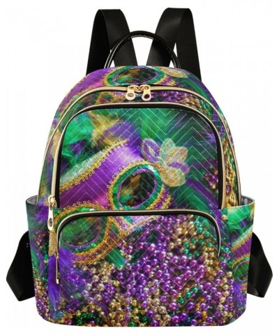 Mardi Gras Women Backpack Masquerade Beads Feathers Travel Bag Compact Daily Bag Small $17.35 Backpacks