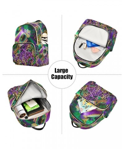 Mardi Gras Women Backpack Masquerade Beads Feathers Travel Bag Compact Daily Bag Small $17.35 Backpacks