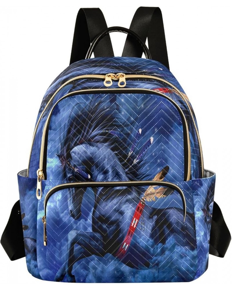 Fashion Backpack Mini Backpack Purse Casual Daily Backpack Blue Horse for Travel for College Work Medium $19.03 Backpacks