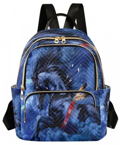 Fashion Backpack Mini Backpack Purse Casual Daily Backpack Blue Horse for Travel for College Work Medium $19.03 Backpacks