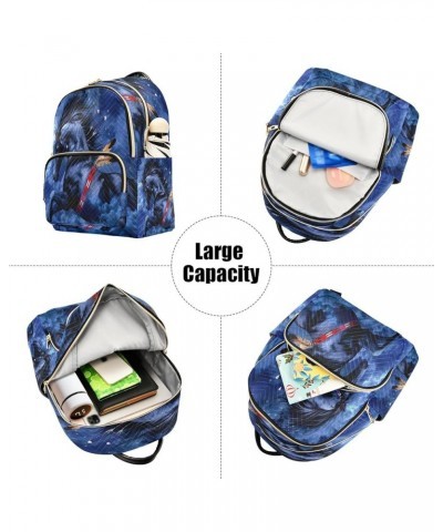 Fashion Backpack Mini Backpack Purse Casual Daily Backpack Blue Horse for Travel for College Work Medium $19.03 Backpacks