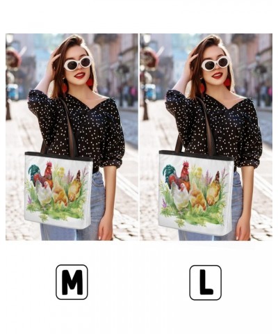 Animal Rooster Flower Large Tote Bag For Women Shoulder Handbags with Zippper Top Handle Satchel Bags for Shopping Travel Gym...