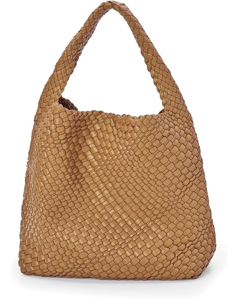 Woven Vegan Leather Handbag Brown $43.67 Handbags