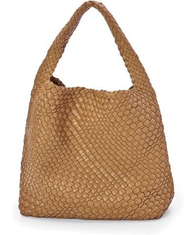 Woven Vegan Leather Handbag Brown $43.67 Handbags