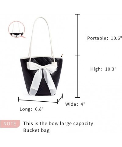 PU Leather Purse for Womens Handbag Top Handle Shoulder Bag Tote Bucket Bag Bow Bag Black HDJ02 3 Black $32.99 Totes