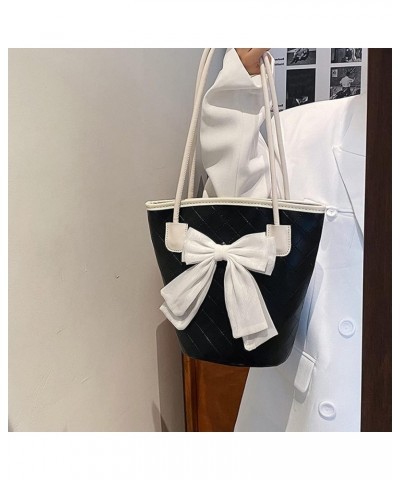 PU Leather Purse for Womens Handbag Top Handle Shoulder Bag Tote Bucket Bag Bow Bag Black HDJ02 3 Black $32.99 Totes