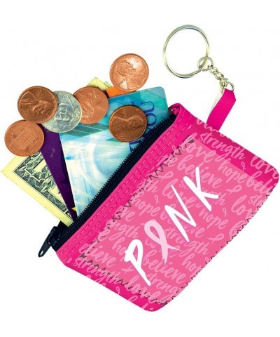 Pink Ribbon Breast Cancer Neoprene Coin Purse & Wallet Wristlet with ID Holder Pink Power $9.59 Wristlets