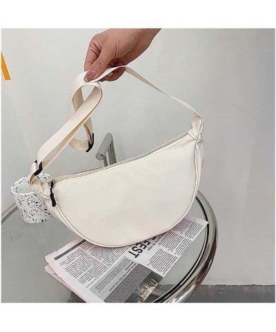 Solid color women's bag, mommy shopping, dumpling bag, soft girl student crossbody shoulder bag White $8.20 Shoulder Bags