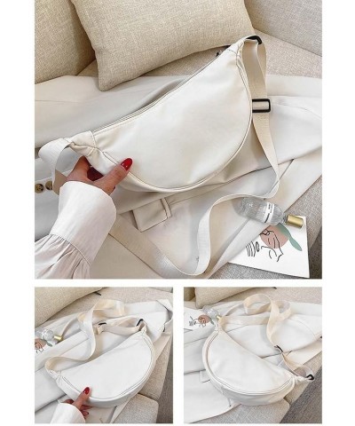 Solid color women's bag, mommy shopping, dumpling bag, soft girl student crossbody shoulder bag White $8.20 Shoulder Bags