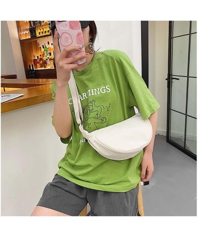 Solid color women's bag, mommy shopping, dumpling bag, soft girl student crossbody shoulder bag White $8.20 Shoulder Bags