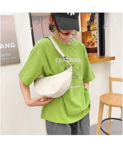 Solid color women's bag, mommy shopping, dumpling bag, soft girl student crossbody shoulder bag White $8.20 Shoulder Bags