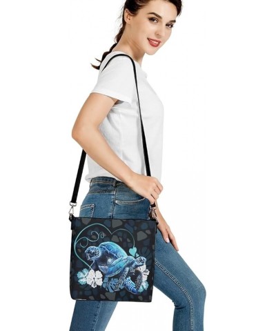 Women Bucket Bags Leather Purse Handbag Shoulder Bag for Ladies Purse Crossbody Wallet Bag Blue Sea Turtle Floral $20.68 Totes