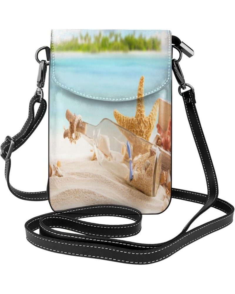 Sea Beach Shell Starfish Women Cell Phone Purse Leather Crossbody Bags Lightweight Shoulder Bag $25.25 Shoulder Bags