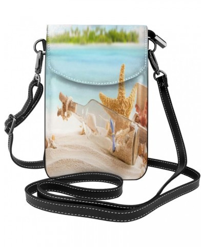 Sea Beach Shell Starfish Women Cell Phone Purse Leather Crossbody Bags Lightweight Shoulder Bag $25.25 Shoulder Bags