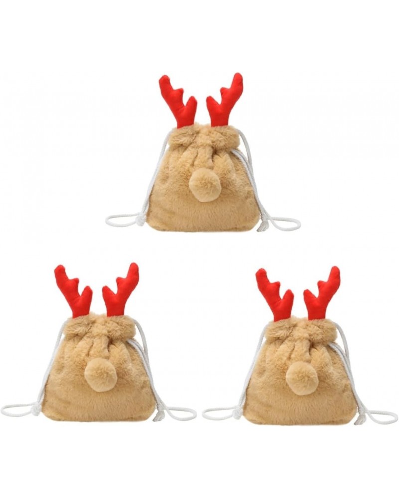 3 Pcs Elk Plush Bag Crossbody Purse Faux Fur Handbag Bucket Bag Shoulder Bag for Women Plush Purse Stuffed Animal Purse Sling...