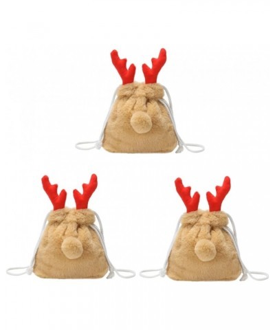 3 Pcs Elk Plush Bag Crossbody Purse Faux Fur Handbag Bucket Bag Shoulder Bag for Women Plush Purse Stuffed Animal Purse Sling...