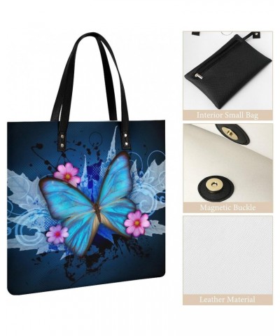 Fashion Butterfly Printed Tote Bags PU Leather Shoulder Bag Purses Work Tote Handbags for Women Men $14.37 Totes