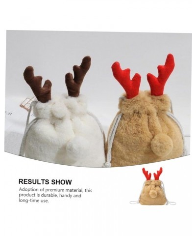 3 Pcs Elk Plush Bag Crossbody Purse Faux Fur Handbag Bucket Bag Shoulder Bag for Women Plush Purse Stuffed Animal Purse Sling...