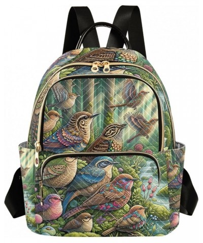 Butterfly on Pink Polyester Backpack Quilted Backpack Purse for Women Birds Family in Nature Medium $19.49 Backpacks