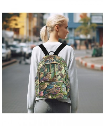 Butterfly on Pink Polyester Backpack Quilted Backpack Purse for Women Birds Family in Nature Medium $19.49 Backpacks