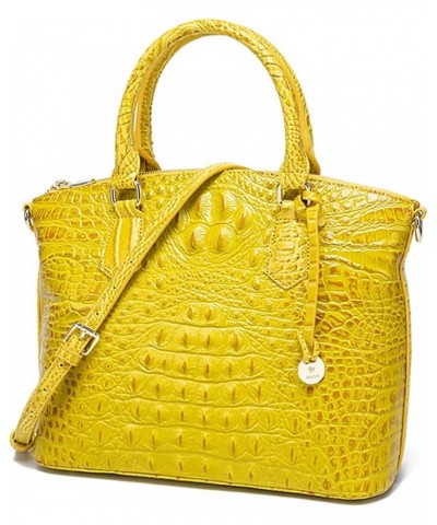 Vintage Crocodile Pattern Genuine Leather Handbag for Women Stylish Large Capacity Tote Bags Satchel Suitable for Work Yellow...