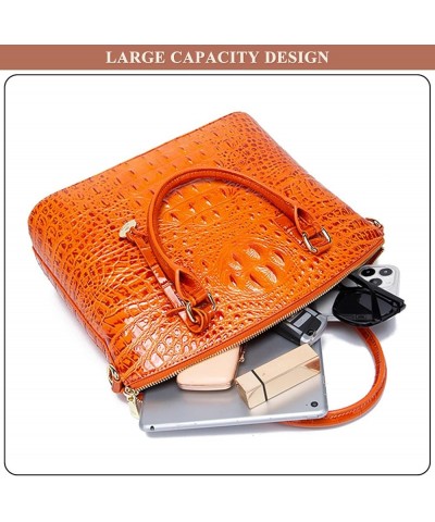 Vintage Crocodile Pattern Genuine Leather Handbag for Women Stylish Large Capacity Tote Bags Satchel Suitable for Work Yellow...