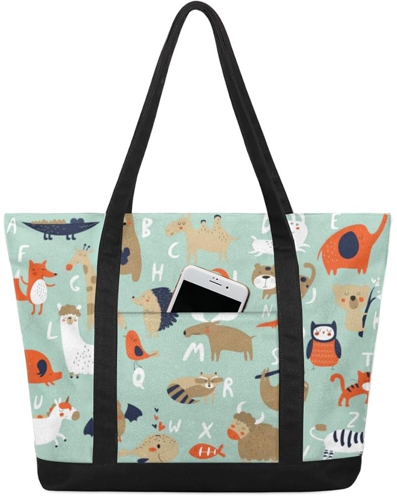 Tote Bag for Women Canvas Shoulder Bag Large Casual Handbag Lightweight Tote Bag with Zipper for Work Travel Shopping Animal ...