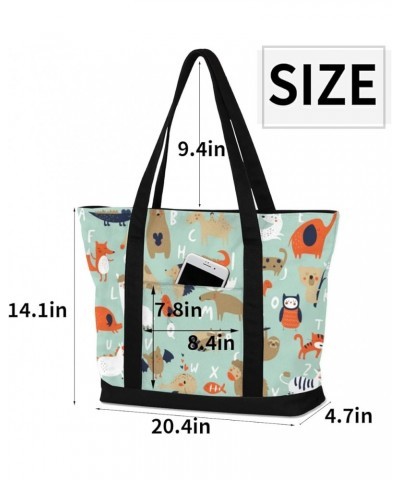 Tote Bag for Women Canvas Shoulder Bag Large Casual Handbag Lightweight Tote Bag with Zipper for Work Travel Shopping Animal ...