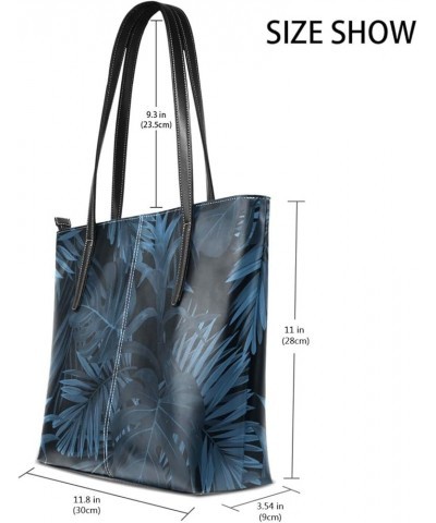 Soft Leather Tote Shoulder Bag Palm Leaves Fowers Large Capacity Shopping Bag with Strong Handles Handbag Tropical Hawaiian P...