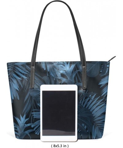 Soft Leather Tote Shoulder Bag Palm Leaves Fowers Large Capacity Shopping Bag with Strong Handles Handbag Tropical Hawaiian P...