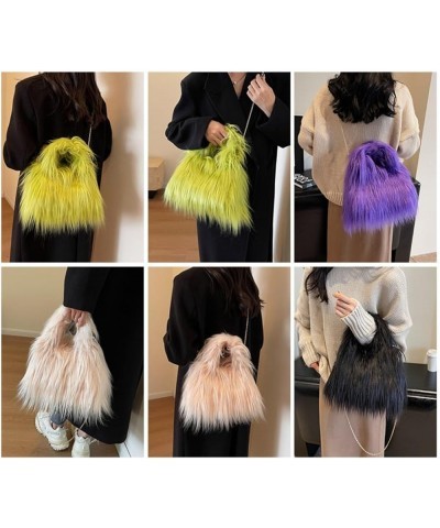 Fluffy Tote Bag Plush Shoulder Bag for Women Crossbody Furry Handbag Fuzzy Purse Long Fur in Winter (Brown) Brown $17.28 Totes