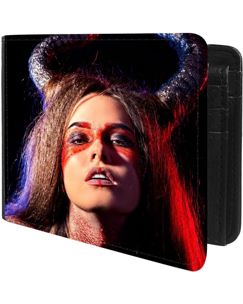 Unique Desige Pattern - Satanic Girl, Slim Front Pocket Wallet Billfold RFID Blocking $11.05 Wallets