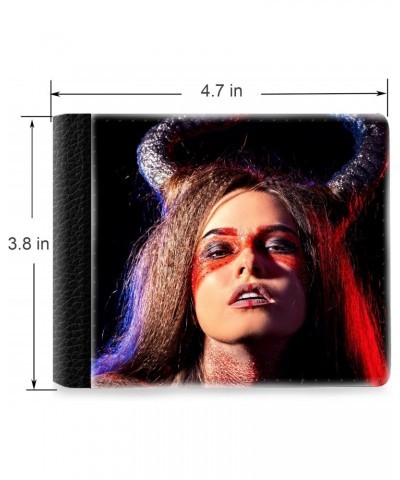 Unique Desige Pattern - Satanic Girl, Slim Front Pocket Wallet Billfold RFID Blocking $11.05 Wallets