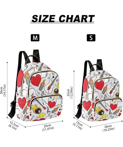 Backpack Purse for Women Rock Guitar Heart Wings, Mini Fashion Backpack Musical Instruments Lightweight Casual Daypack Should...