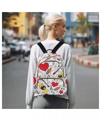 Backpack Purse for Women Rock Guitar Heart Wings, Mini Fashion Backpack Musical Instruments Lightweight Casual Daypack Should...