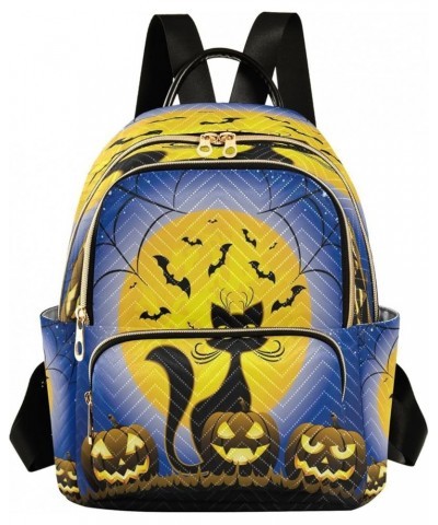 Halloween Animal Cat Pumpkin Moon Women Backpack Purse Ladies Fashion Shoulder Bag Daypack Travel Bag 7.5L Small $18.59 Backp...