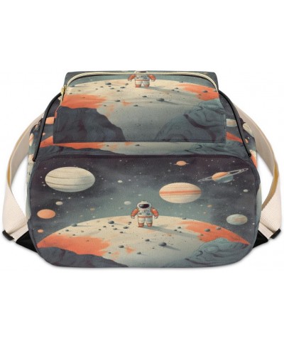 Space Astronaut Mini Backpack Purse for Women, Universe Planet Small Fashion Backpack PU Leather Casual Daypack Travel Should...