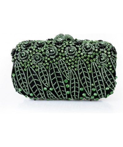 Women Luxury Rose Evening Clutch Sparkly Rhinestone Crystal Bling Bride Purse Handbag for Wedding Party Prom Banquet Green $4...