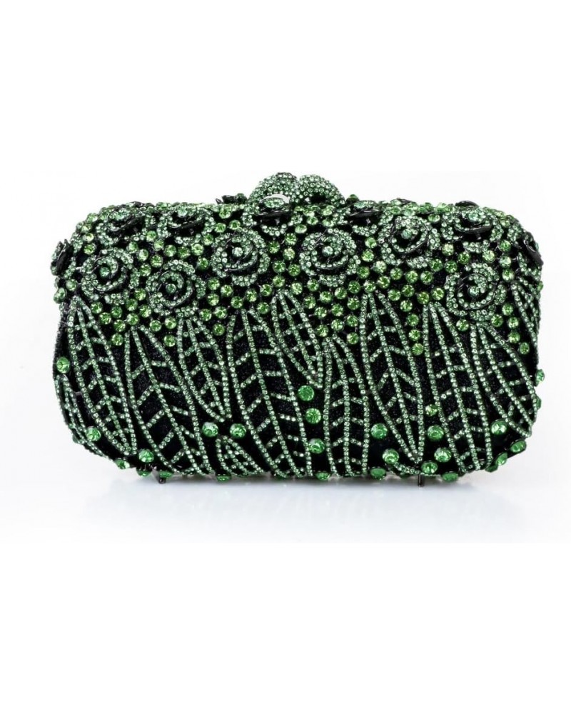 Women Luxury Rose Evening Clutch Sparkly Rhinestone Crystal Bling Bride Purse Handbag for Wedding Party Prom Banquet Green $4...