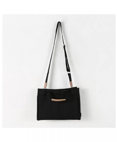 Women's Canvas Tote Bags Shoulder Purse Multi-pocket Top Handle Handbag Travel Beach Crossbody Bag Satchel Black $21.27 Satchels