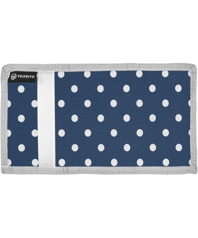 White Polka Dots on Blue Trifold Wallet Fabric Wallet Small Nylon Wallet Card Wallet with Lanyard $10.19 Wallets