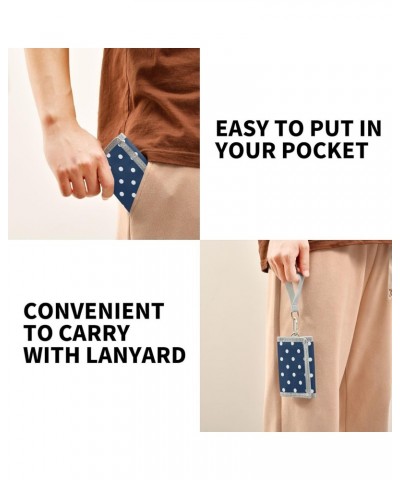 White Polka Dots on Blue Trifold Wallet Fabric Wallet Small Nylon Wallet Card Wallet with Lanyard $10.19 Wallets