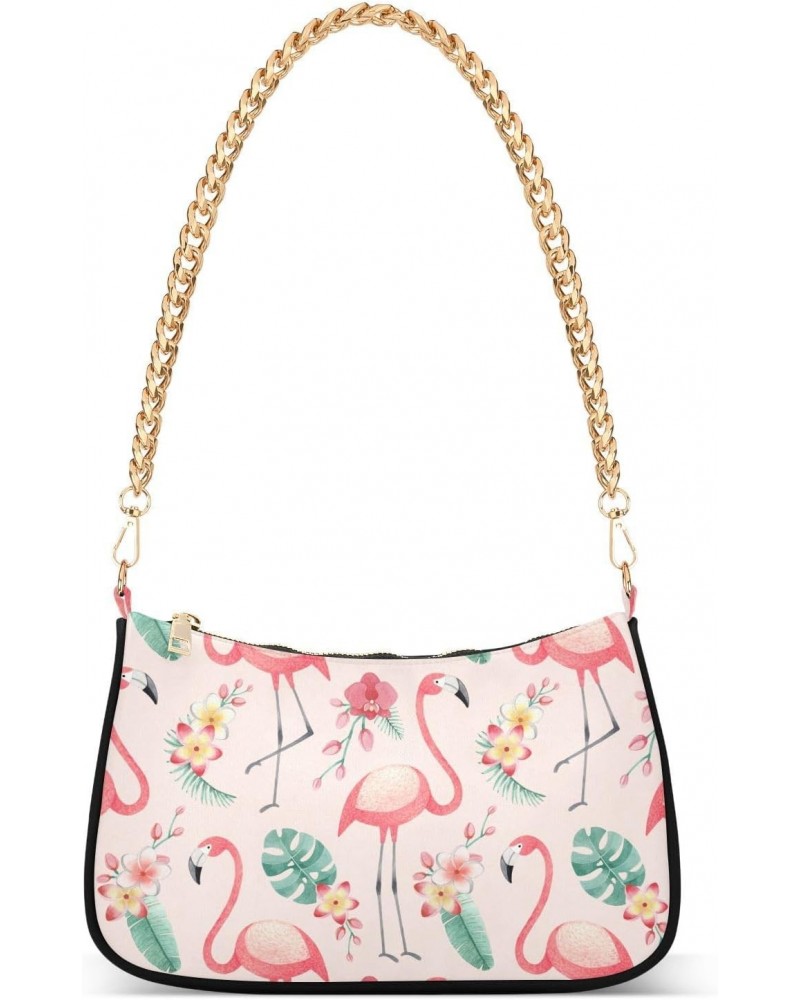 Shoulder Bag Tropical Flower Flamingo Women Clutch Handbag Shoulder Purch Date Chain Bag Tote Bag Spring Holiday Birthday Gif...