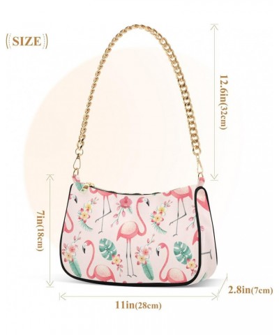 Shoulder Bag Tropical Flower Flamingo Women Clutch Handbag Shoulder Purch Date Chain Bag Tote Bag Spring Holiday Birthday Gif...