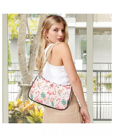 Shoulder Bag Tropical Flower Flamingo Women Clutch Handbag Shoulder Purch Date Chain Bag Tote Bag Spring Holiday Birthday Gif...