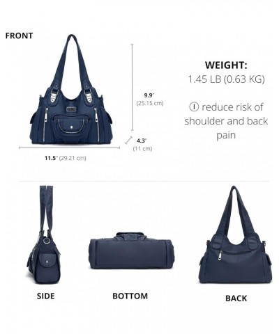 Purses for Women Large Hobo Bags Washed Vegan Leather Shoulder Bag Satchel Tote Top Handle Handbags, H1292 Navy Blue B $18.00...