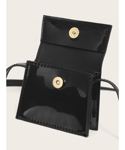 Women's PU Leather Flap Crossbody Bags Top Handle Mini Satchel Bag Shoulder Purse Black $10.00 Crossbody Bags