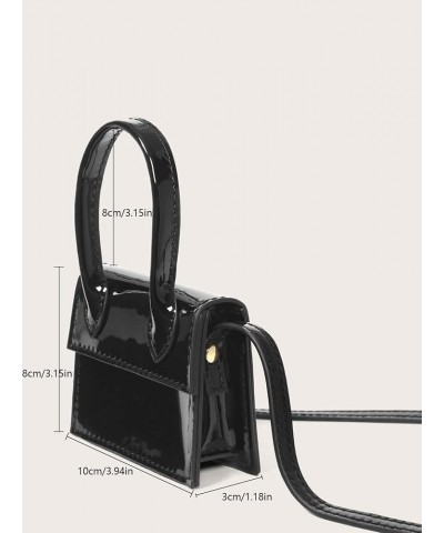 Women's PU Leather Flap Crossbody Bags Top Handle Mini Satchel Bag Shoulder Purse Black $10.00 Crossbody Bags