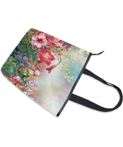 Tote Canvas Shoulder Bag Watercolor Flower Spring Floral Womens Handbag $12.71 Shoulder Bags